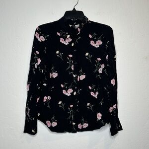 Divided H&M Black‎ Floral Button Down Shirt Size 8